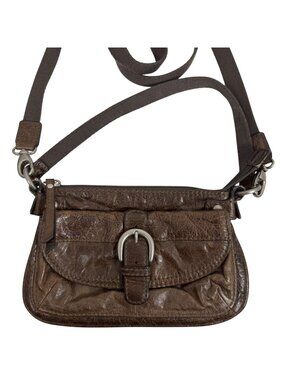 Vintage FOSSIL LIZETTE Small Brown Distressed Leather Shoulder Crossbody Bag